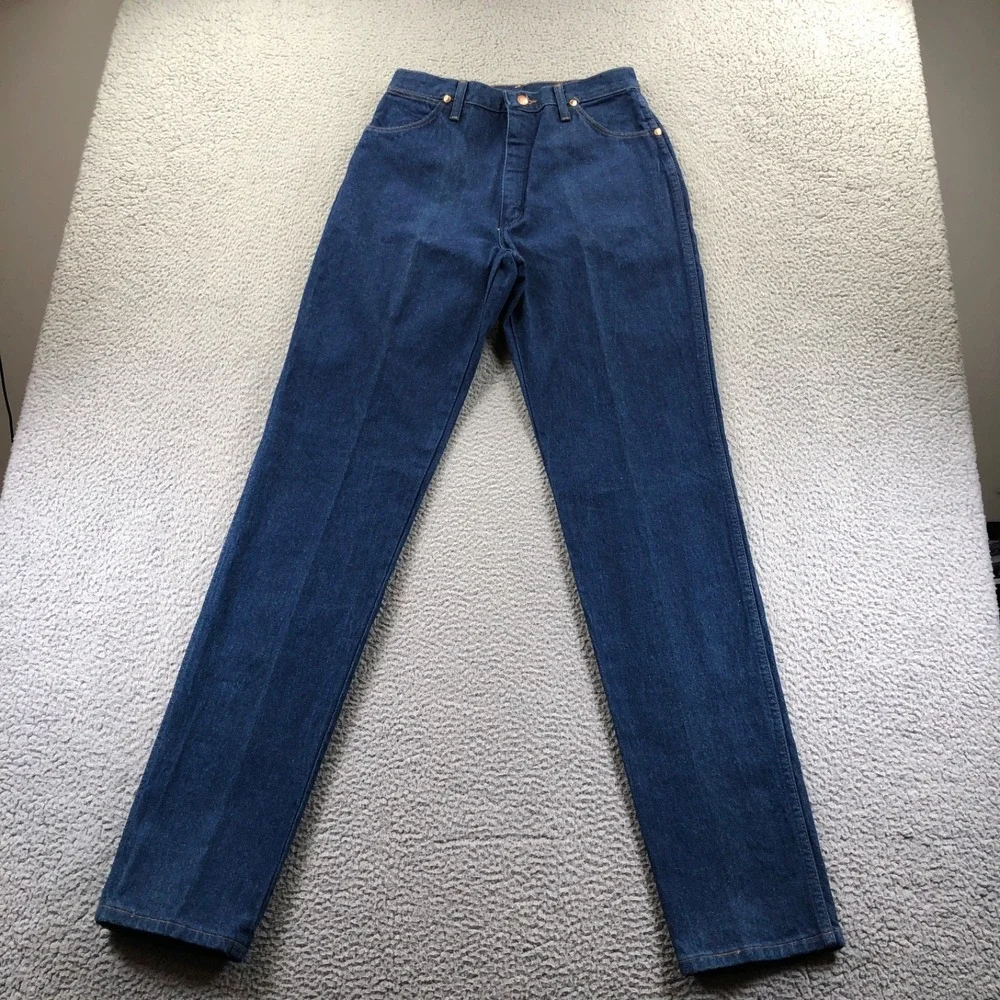 Vintage Wrangler Jeans Womens 12 (Fits 29x36) 90s Cowboy Cut Blue Denim USA MADE - Picture 2 of 13